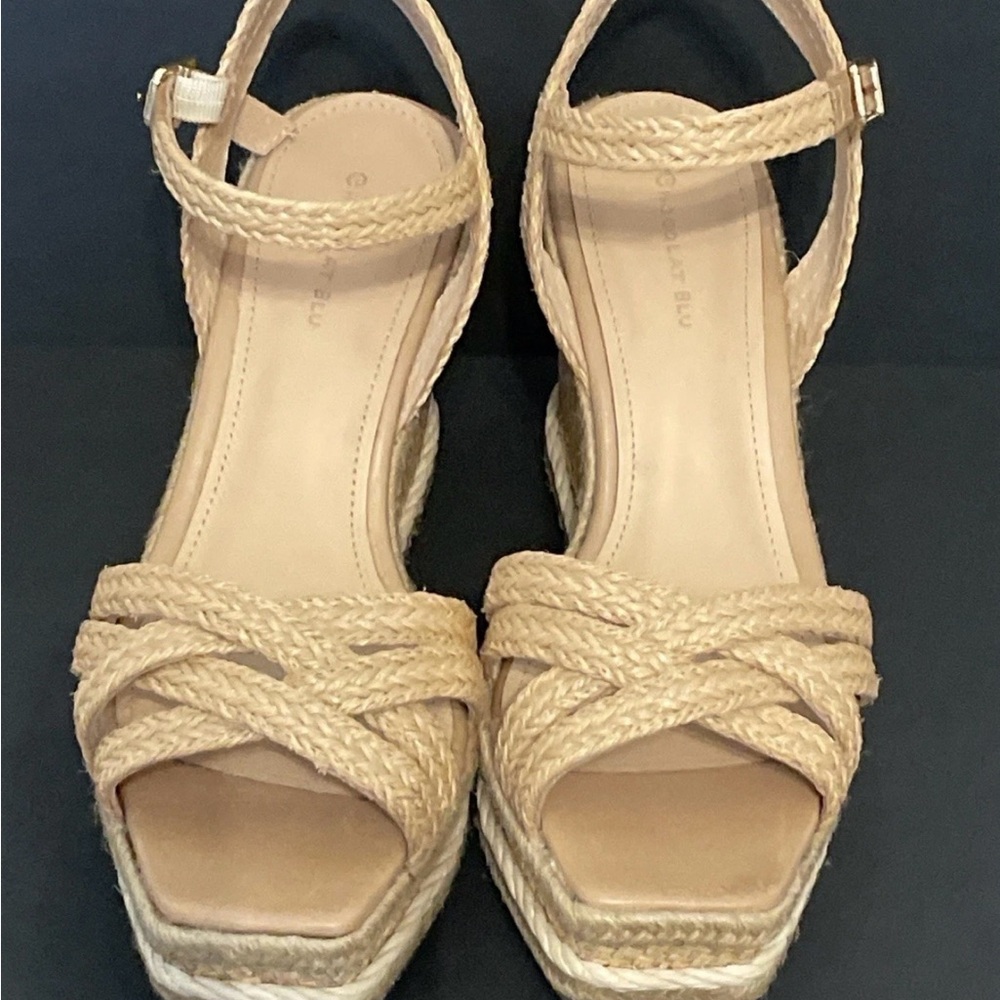 Chocolat Blu Beige Woven Wedges